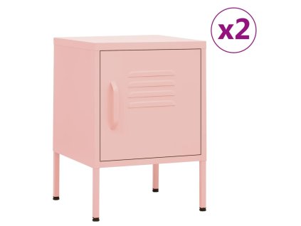 vidaXL Noční stolky 2 ks růžová 35 x 35 x 51 cm ocel