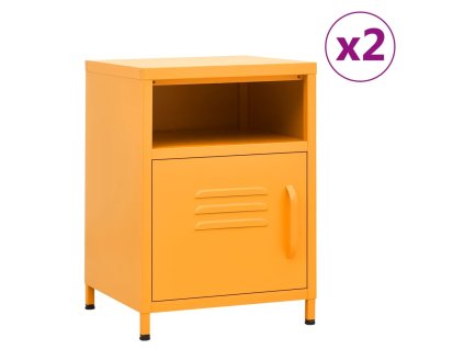vidaXL Noční stolky 2 ks hořčicově žlutá 35 x 35 x 51 cm ocel