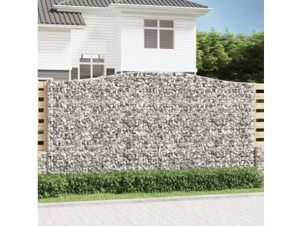 vidaXL Klenuté gabionové koše 2 ks 400x50x200/220cm pozinkované železo