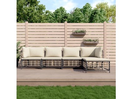 vidaXL 5dílná zahradní sedací souprava s poduškami antracit polyratan