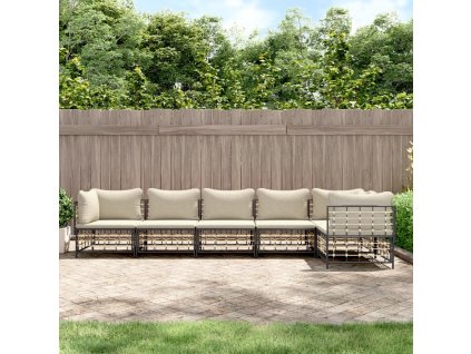 vidaXL 6dílná zahradní sedací souprava s poduškami antracit polyratan