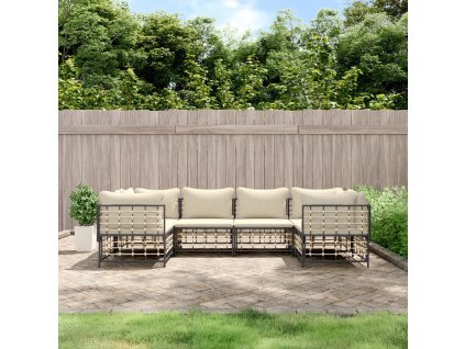 vidaXL 6dílná zahradní sedací souprava s poduškami antracit polyratan