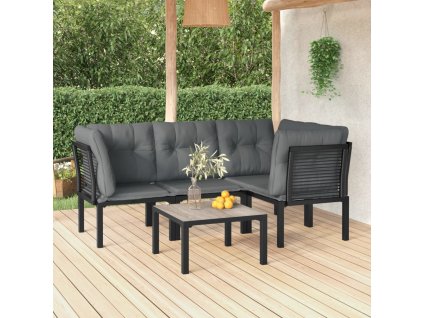 vidaXL 5dílná zahradní sedací souprava černá a šedá polyratan