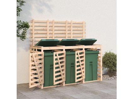 vidaXL Úložný box na tři popelnice masivní borové dřevo