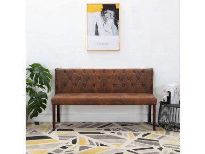 vidaXL Lavice 148,5 cm hnědá umělá semišová kůže