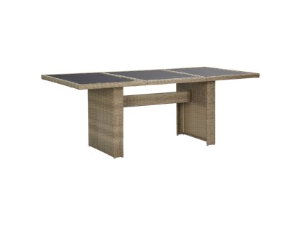vidaXL Zahradní jídelní stůl hnědý 200 x 100 x 74 cm sklo a polyratan