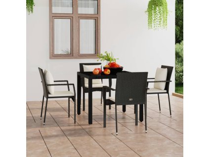 vidaXL Zahradní židle s poduškami 4 ks polyratan černé