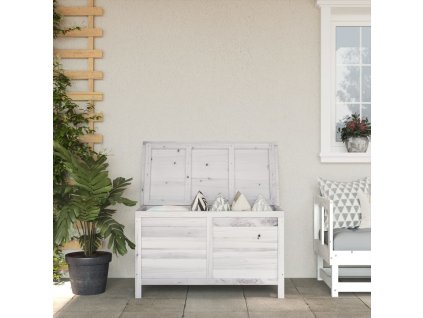 vidaXL Zahradní úložný box bílý 99x49,5x58,5 cm masivní jedlové dřevo