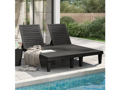 vidaXL Dvoumístné lehátko černé 155 x 138 x 83 cm polypropylen