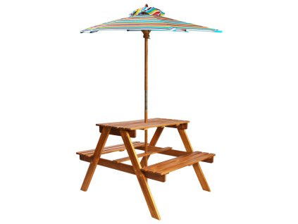 vidaXL Dětský piknikový stůl se slunečníkem 79x90x60 cm masivní akácie