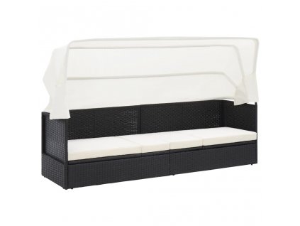 vidaXL Zahradní pohovka s baldachýnem černá polyratan