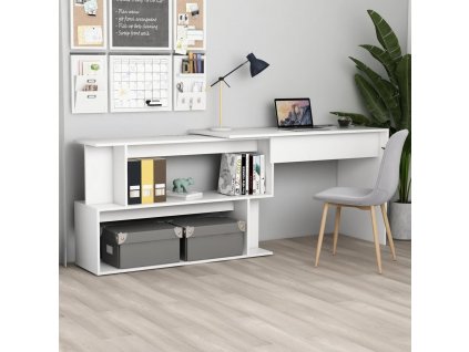 vidaXL Rohový psací stůl bílý 200 x 50 x 76 cm dřevotříska