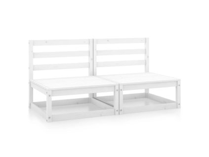 vidaXL Zahradní středové pohovky 2 ks bílé masivní borové dřevo