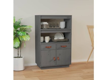 vidaXL Skříň highboard šedá 67 x 40 x 108,5 cm masivní borové dřevo