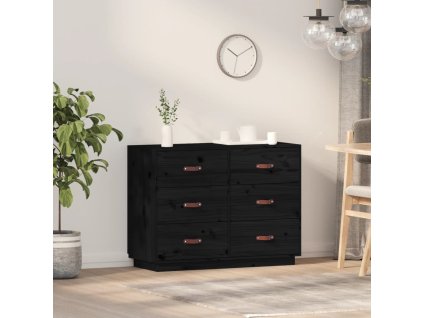 vidaXL Příborník černý 100 x 40 x 75 cm masivní borové dřevo