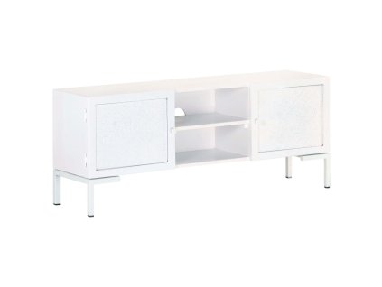 vidaXL TV stolek bílý 115 x 30 x 46 cm masivní mangovníkové dřevo
