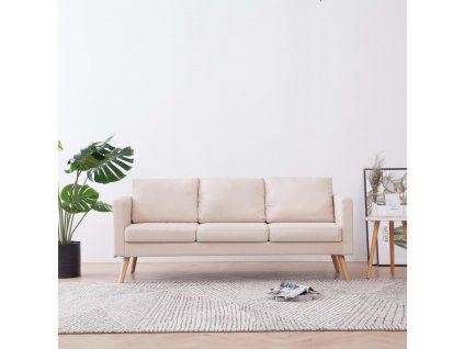 vidaXL Trojsedačka textilní krémová