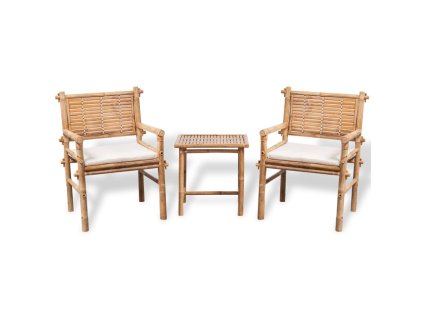 vidaXL 3dílný bistro set s poduškami bambusový