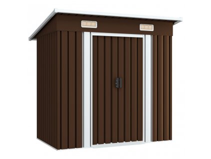 vidaXL Zahradní domek na nářadí hnědý 194 x 121 x 181 cm ocel