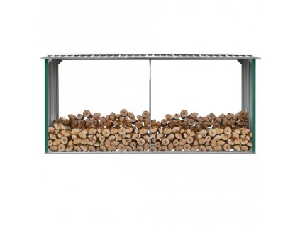 vidaXL Zahradní kůlna na dříví pozinkovaná ocel 330x92x153 cm zelená