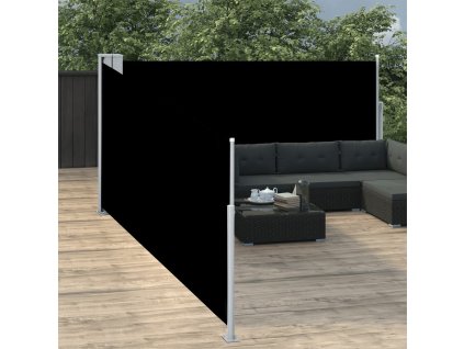 vidaXL Zatahovací boční markýza / zástěna černá 100 x 1000 cm