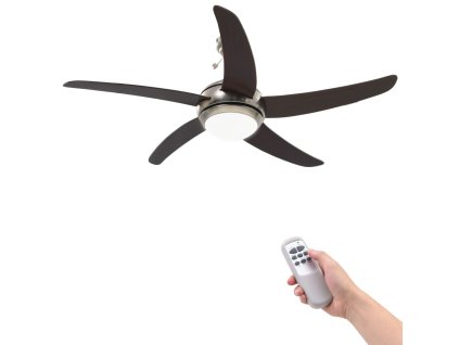 vidaXL Ozdobný stropní ventilátor se světlem 128 cm hnědý
