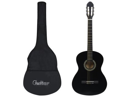 vidaXL 12dílný set klasická kytara pro začátečníky černá 4/4 39''