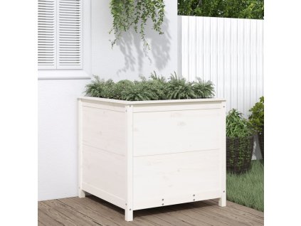 vidaXL Zahradní truhlík bílý 82,5 x 82,5 x 78 cm masivní borové dřevo