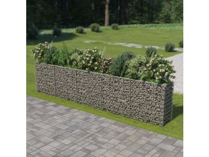 vidaXL Gabionový vyvýšený záhon pozinkovaná ocel 450 x 50 x 100 cm