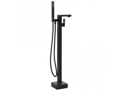 vidaXL Volně stojící vanová baterie černá nerezová ocel 90 cm