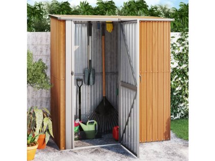 vidaXL Zahradní domek 180,5 x 97 x 209,5 cm pozinkovaná ocel, dřevěný vzhled