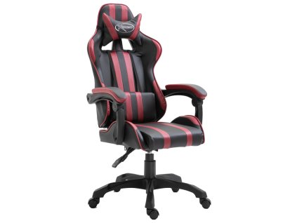 vidaXL Herní židle vínová umělá kůže