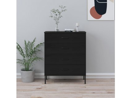 vidaXL Komoda se zásuvkami černá 80 x 35 x 101,5 cm ocel