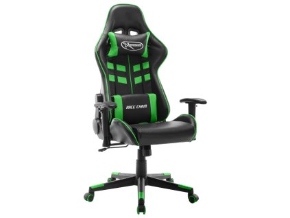 vidaXL Herní židle černá a zelená umělá kůže