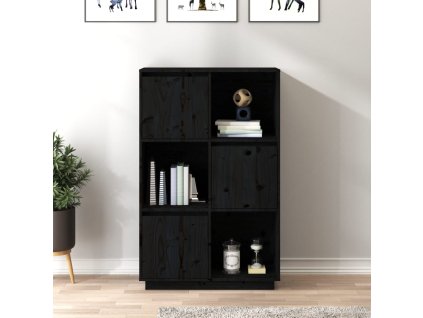 vidaXL Komoda černá 74 x 35 x 117 cm masivní borové dřevo