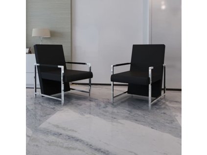 vidaXL Křeslo 2 ks s chromovaným rámem černé umělá kůže