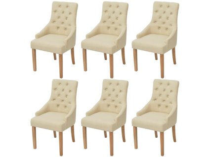 vidaXL Jídelní židle 6 ks krémové textil