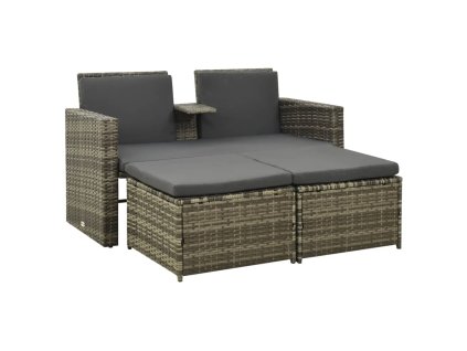 vidaXL 3dílná zahradní sedací souprava s poduškami polyratan šedá