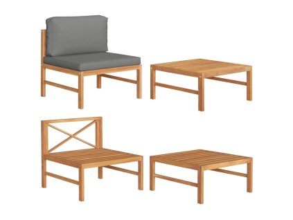 vidaXL 2dílná zahradní sedací souprava tmavě šedé podušky teak