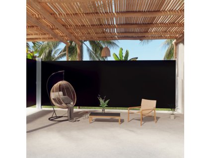 vidaXL Zatahovací boční markýza černá 220 x 1 000 cm