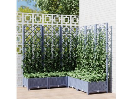 vidaXL Zahradní truhlík s treláží modrá šedá 120 x 120 x 121,5 cm PP