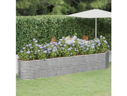 vidaXL Vyvýšený záhon pozinkovaná ocel 368x80x68 cm stříbrný