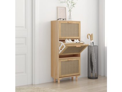 vidaXL Botník hnědý 52 x 25 x 115 cm kompozitní dřevo a přírodní ratan