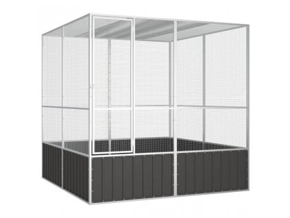 vidaXL Ptačí klec antracitová 213,5x217,5x211,5 cm pozinkovaná ocel