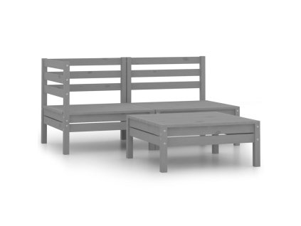 vidaXL 3dílná zahradní sedací souprava masivní borovice šedá