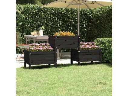 vidaXL Truhlík černý 178,5 x 44 x 75 cm masivní borové dřevo