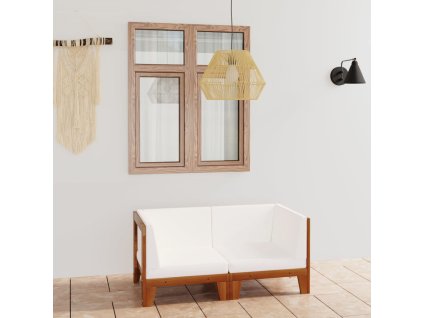 vidaXL 2místná zahradní pohovka krémově bílé podušky masivní akácie