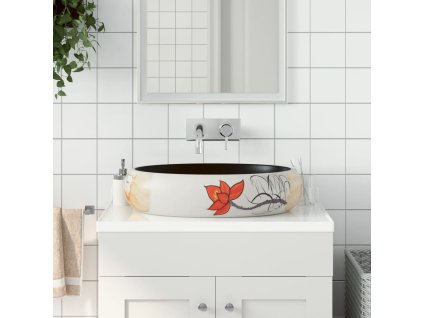 vidaXL Umyvadlo na desku vícebarevné oválné 59 x 40 x 15 cm keramika