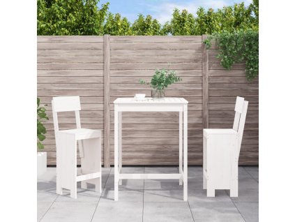 vidaXL 3dílný zahradní barový set bílý masivní borové dřevo