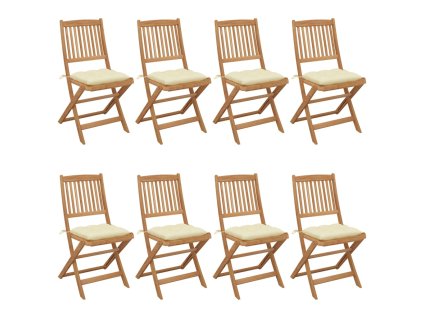 vidaXL Skládací zahradní židle s poduškami 8 ks masivní akácie